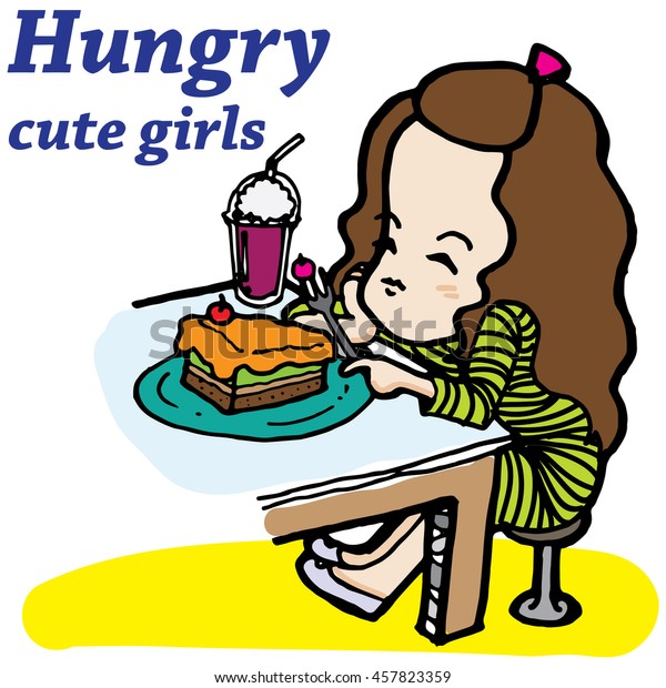 Hungry Thirsty Girl Vector Character Stock Vector (Royalty Free ...