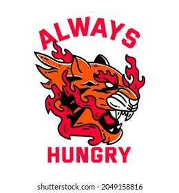 hungry tiger head design vector