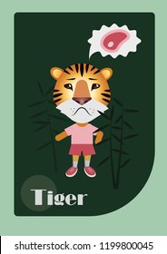 hungry tiger thinks about meat
