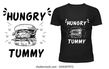 Hungry Tummy Burger Vector T-Shirt Design 