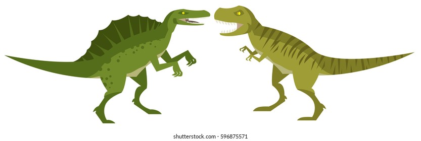 hungry tyrannosaurus rex and spinosaurus