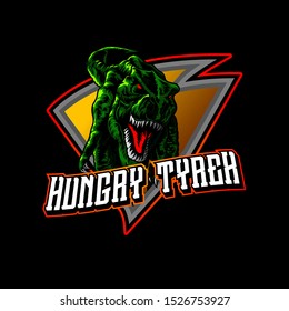 hungry tyrex mascot logo concept with animal illustration