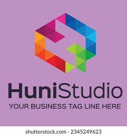 Huni studio logo template design