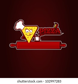 Hunk of pizza, vector illustration