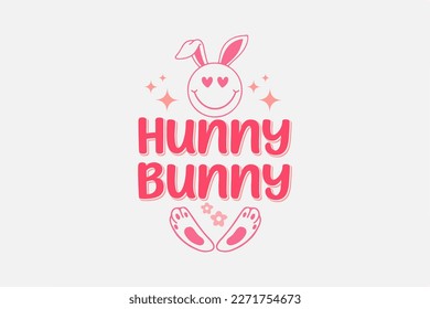 Hunny bunny Easter T shirt design with Easter bunny face 