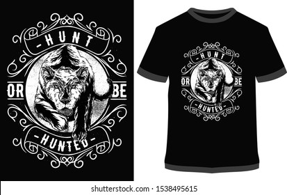 Hunt or Be Hunted Color - Vector graphic, typographic poster, vintage, label, badge, logo, icon or t-shirt