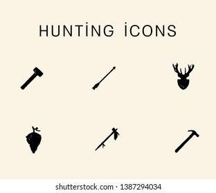 hunt, black and white vector images (hammer, spear, deer head)