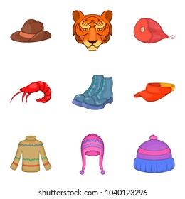 Hunt down icons set. Cartoon set of 9 hunt down vector icons for web isolated on white background