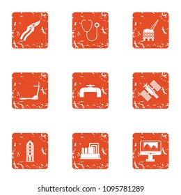 Hunt down icons set. Grunge set of 9 hunt down vector icons for web isolated on white background