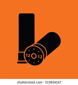 Hunt gun ammo icon. Orange background with black. Vector illustration.