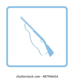 Hunt gun icon. Blue frame design. Vector illustration.