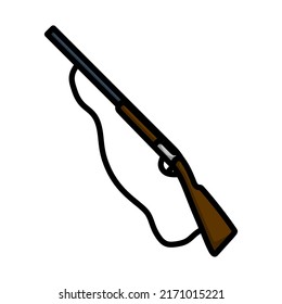 Hunt Gun Icon. Editable Bold Outline With Color Fill Design. Vector Illustration.