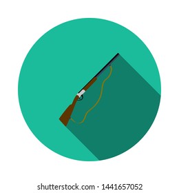 Hunt Gun Icon. Flat Circle Stencil Design With Long Shadow. Vector Illustration.