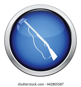 Hunt gun icon. Glossy button design. Vector illustration.