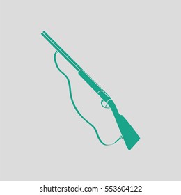 Hunt gun icon. Gray background with green. Vector illustration.