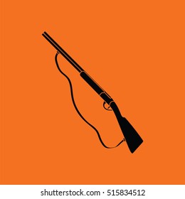 Hunt gun icon. Orange background with black. Vector illustration.
