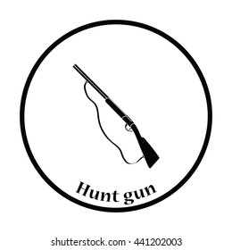 Hunt gun icon. Thin circle design. Vector illustration.
