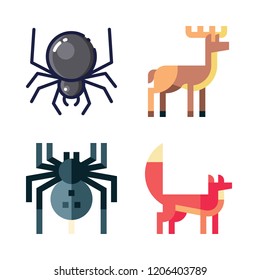 hunt icon set. vector set about deer, fox and spider icons set.