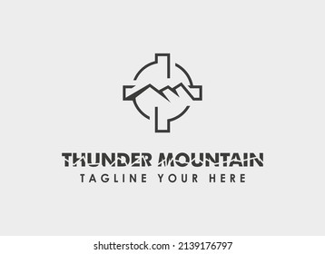 Logotipo de caza. Icono de montaña y destino. Caza de aventuras Vida Silvestre. Elemento de plantilla de icono del vector de diseño plano.