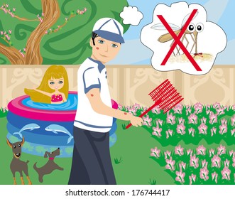 hunt for mosquitoes in the garden