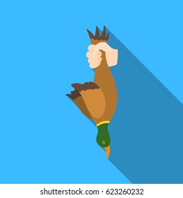 Hunted duck icon in flat style isolated on white background. Hunting symbol stock vector illustration.