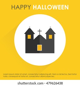 Hunted house. halloween icon on yellow shadow background