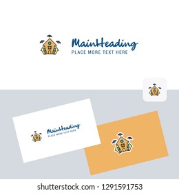 Hunted house  vector logotype with business card template. Elegant corporate identity. - Vector