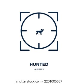 hunted icon from animals collection. Thin linear hunted, hunting, target outline icon isolated on white background. Line vector hunted sign, symbol for web and mobile