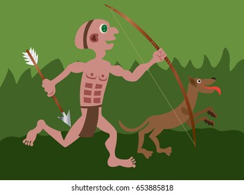 The hunter 1
A tribesman hunting wild animals with his dog,