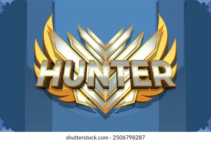 Hunter 3D Text Effect With Winged Emblem Logo or Background