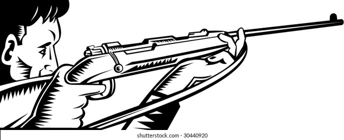 Hunter aiming a rifle