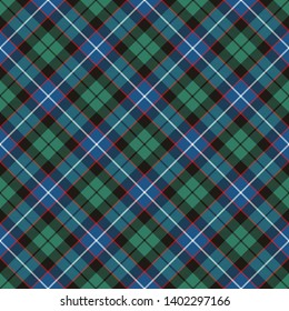 Hunter Ancient Tartan. Diagonal cell, seamless pattern for fabric, kilts, skirts, plaids