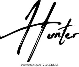 Hunter Baby Girl Name In Stylish Brush Typography Text