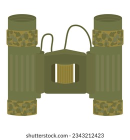 Jäger-Fernglas-Symbol-Cartoon-Vektorgrafik. Jagdausrüstung. Tierlager