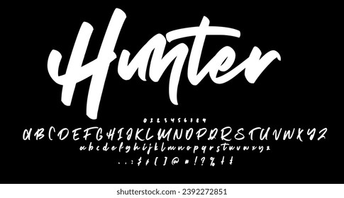 Hunter brush Handwritten font script vector lettering. typography. Motivational quote. Calligraphy postcard poster graphic design lettering element