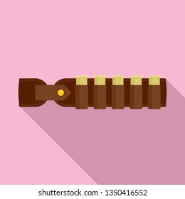 Hunter bullet belt icon. Flat illustration of hunter bullet belt vector icon for web design