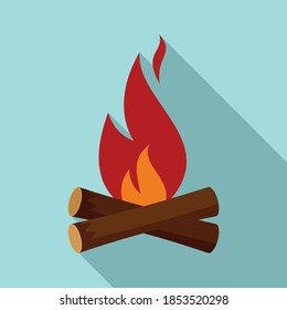 Jäger-Feuersymbol. Flache Illustration von Jäger-Campfire-Vektorsymbol für Webdesign