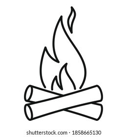 Hunter Campfire Icon. Outline Hunter Campfire Vector Icon For Web Design Isolated On White Background