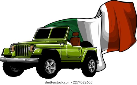 Hunter car jeep parked vector illustration