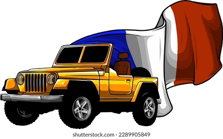 Hunter car jeep vector illustration on white background. digita hand draw design