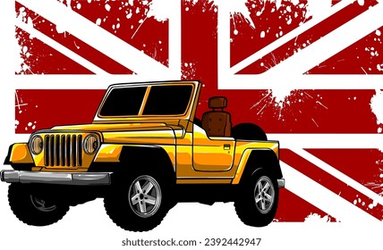 Hunter car jeep vector illustration on white background.