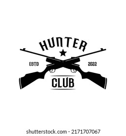 Hunter Club With Long Gun Logo Design