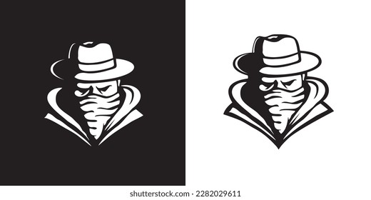 Hunter cowboy head silhouette logo