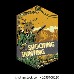 hunter deer in the forest for t-shirt design