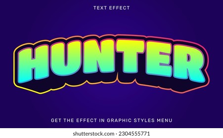 Hunter editable text effect in 3d style. Suitable for brand or business logo