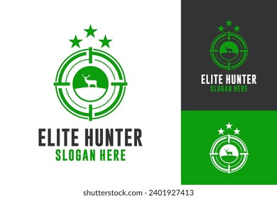 Hunter Elite Scope Shooting Jungle Vector Logo Design