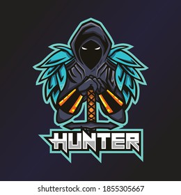 Hunter Esports Logo. Warrior Logo. Esport Team Logo. Streamer Gaming Logo. Gaming Creator House Illustrator. Streamer Emblem. Assassin's Illustrator. Game Content Symbol.