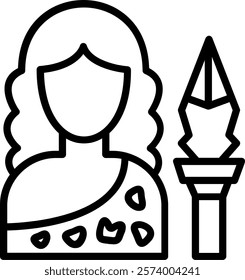 Hunter Female Line Vector Icon Design