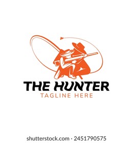 hunter and fishing  adventure logo template