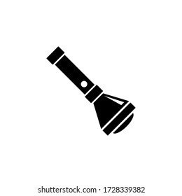Lámpara De Cazador, Equipo De Caza. Icono de vector plano. Sencillo símbolo negro sobre fondo blanco. Hunter Flashlight, plantilla de diseño de signo de equipo de búsqueda para elementos de interfaz de usuario web y móvil